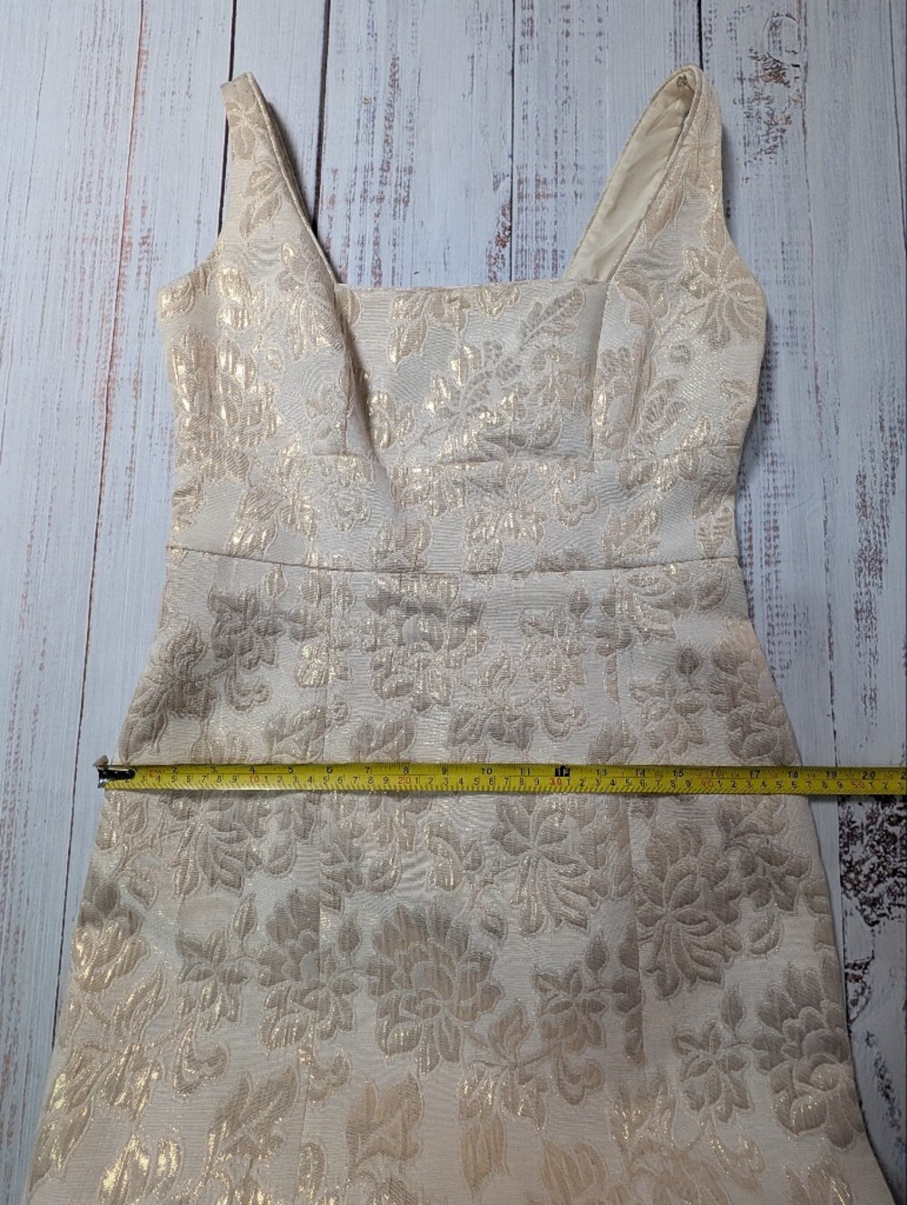 Evan Picone Gold Floral Brocade Sheath Dress Size 6 Cocktail Wedding - Picture 11 of 12